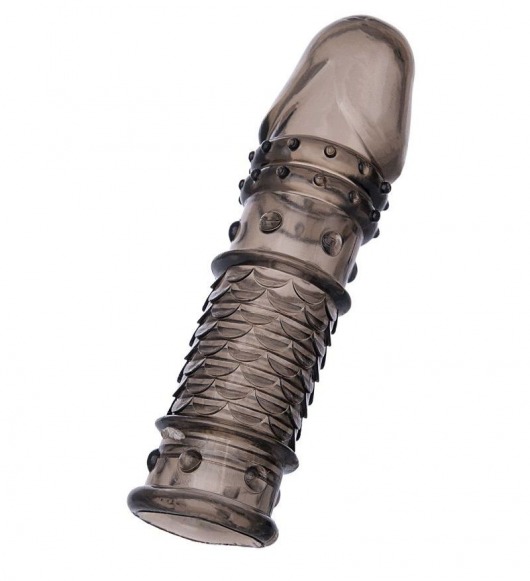 Дымчатая закрытая насадка ToyFa XLover с чешуйками и пупырышками - 13,5 см. - ToyFa - в Копейске купить с доставкой