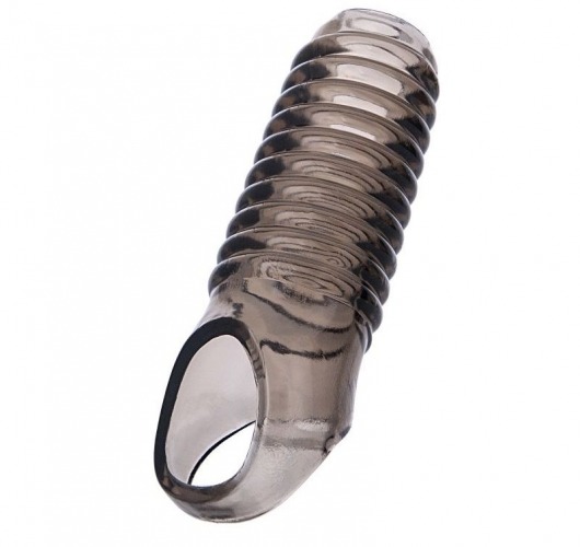 Дымчатая насадка с рёбрышками и подхватом мошонки ToyFa XLover - 12,5 см. - ToyFa - в Копейске купить с доставкой