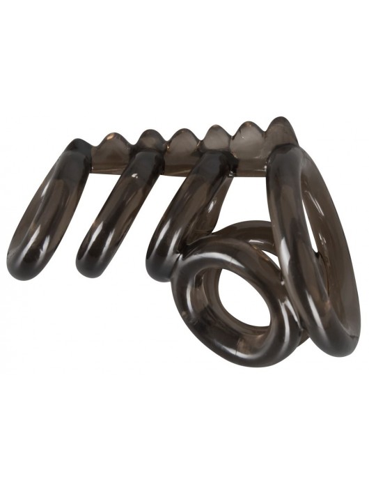 Дымчатая насадка на пенис и мошонку с гребнем Penis Hodenring - Orion - в Копейске купить с доставкой