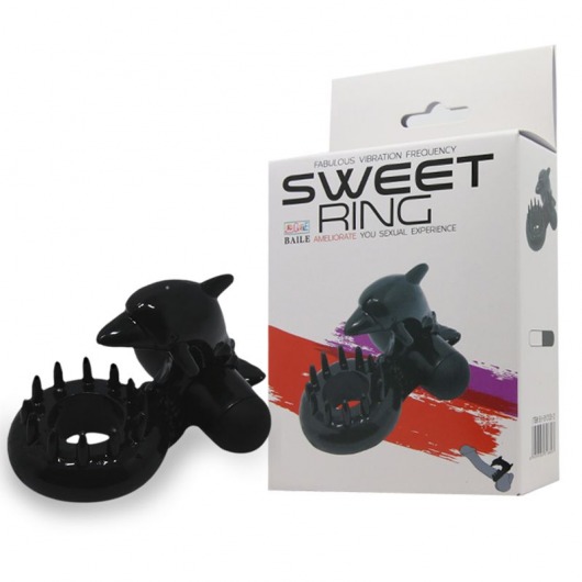 Чёрное эрекционное виброкольцо Sweet Ring с дельфинчиком - Baile - в Копейске купить с доставкой