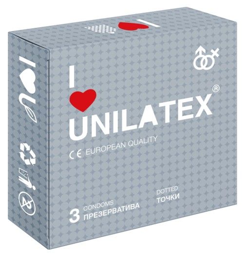 Презервативы с точками Unilatex Dotted - 3 шт. - Unilatex - купить с доставкой в Копейске