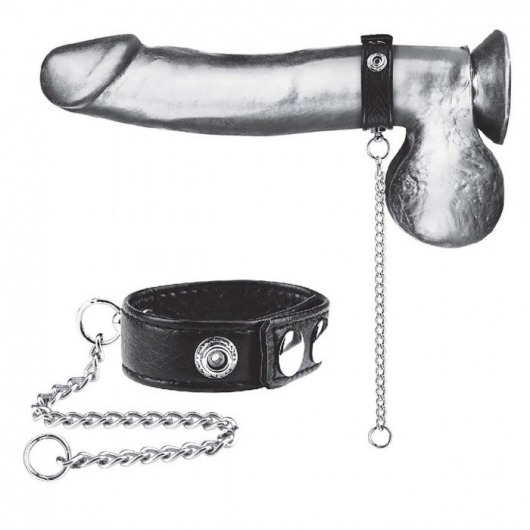 Утяжка на пенис с поводком Snap Cock Ring With 12  Leash - BlueLine - купить с доставкой в Копейске