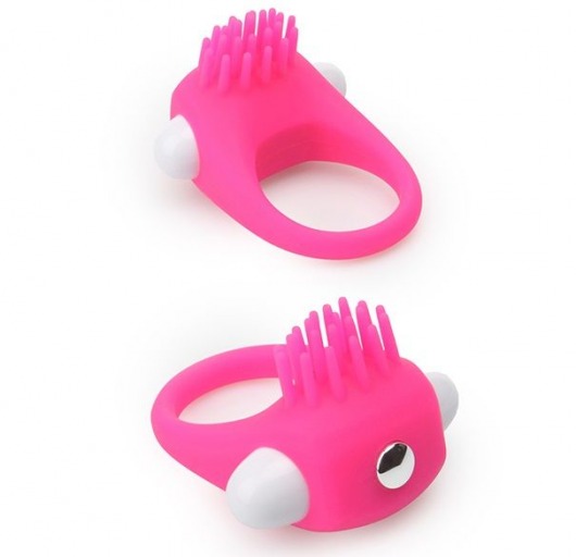 Розовое эрекционное кольцо с щеточкой LIT-UP SILICONE STIMU RING 5 - Dream Toys - в Копейске купить с доставкой