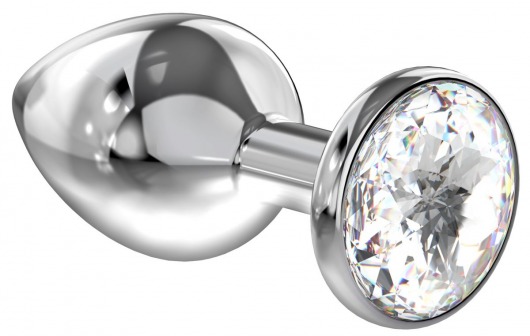 Большая серебристая анальная пробка Diamond Clear Sparkle Large с прозрачным кристаллом - 8 см. - Lola Games - купить с доставкой в Копейске