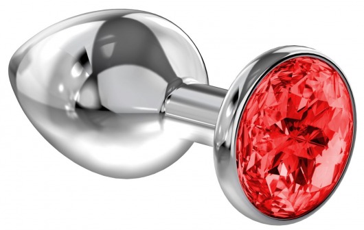 Большая серебристая анальная пробка Diamond Red Sparkle Large с красным кристаллом - 8 см. - Lola Games - купить с доставкой в Копейске