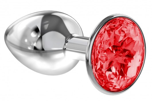 Малая серебристая анальная пробка Diamond Red Sparkle Small с красным кристаллом - 7 см. - Lola Games - купить с доставкой в Копейске