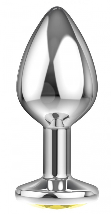 Большая серебристая анальная пробка Diamond Yellow Sparkle Large с жёлтым кристаллом - 8 см. - Lola Games - купить с доставкой в Копейске