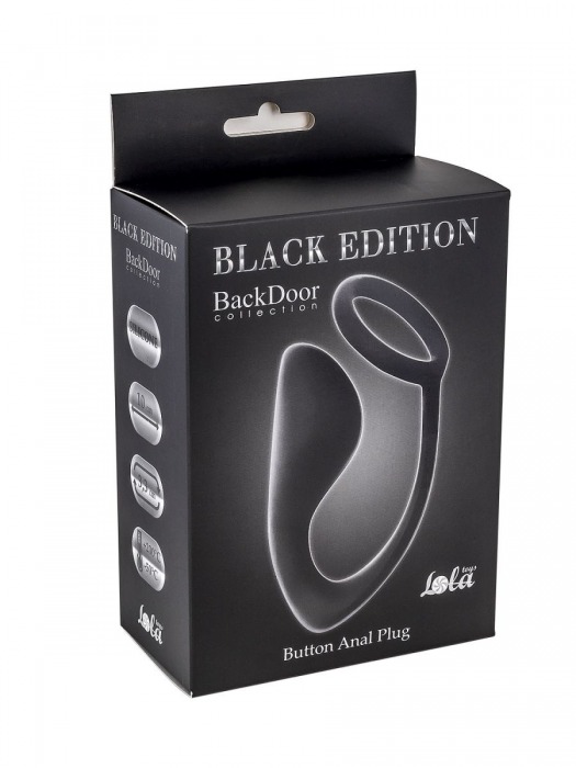 Чёрное эрекционное кольцо с анальной пробкой Button Anal Plug - Lola Games - в Копейске купить с доставкой