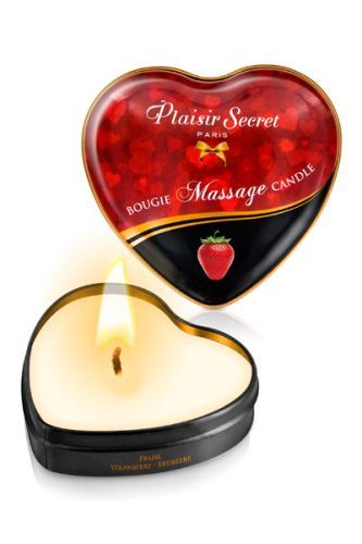 Массажная свеча с ароматом клубники Bougie Massage Candle - 35 мл. - Plaisir Secret - купить с доставкой в Копейске