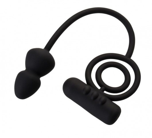 Чёрное эрекционное кольцо с вибропулькой и анальным хвостом - Erotist Adult Toys - в Копейске купить с доставкой