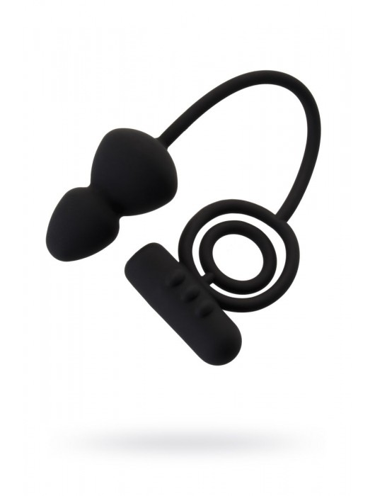 Чёрное эрекционное кольцо с вибростимулятором и анальным хвостом - Erotist Adult Toys - в Копейске купить с доставкой