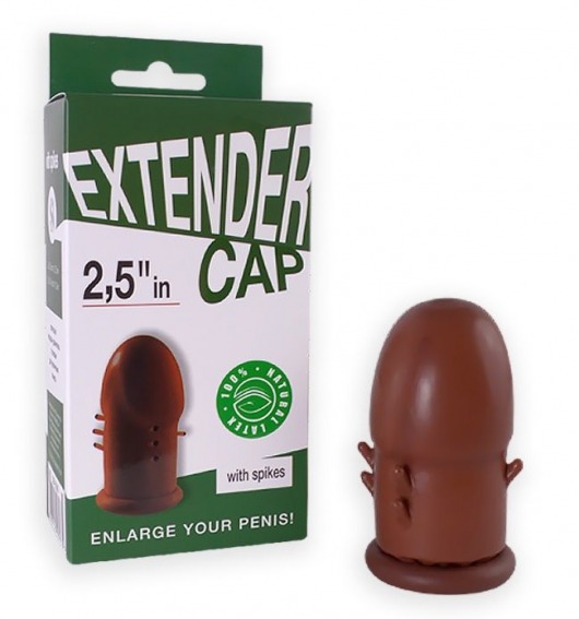 Коричневый латексный удлинитель пениса 2.5 in с шипиками - Sitabella - в Копейске купить с доставкой