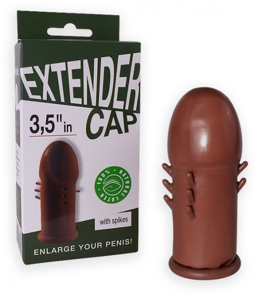 Коричневый латексный удлинитель пениса 3.5 in с шипиками - Sitabella - в Копейске купить с доставкой