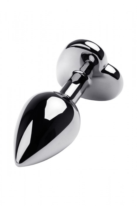 Серебристая анальная пробка с прозрачным кристаллом-сердцем - 8 см. - ToyFa - купить с доставкой в Копейске