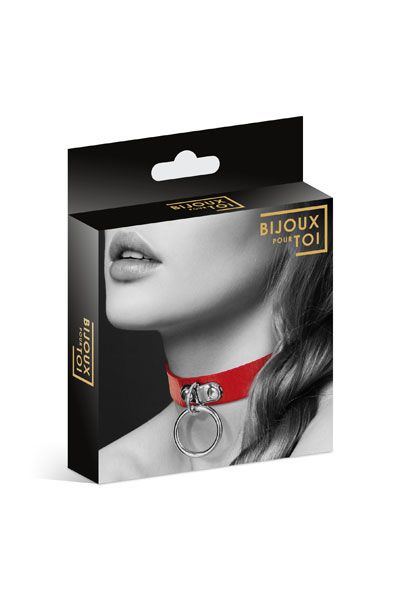 Красный узенький чокер с кольцом - Bijoux Pour Toi - купить с доставкой в Копейске