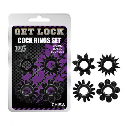 Набор из 4 черных эрекционных колец Get Lock - Chisa - в Копейске купить с доставкой