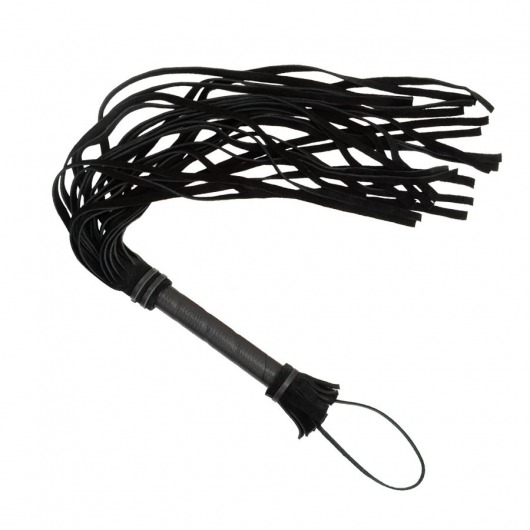 Чёрная плеть с кожаной рукоятью - 65 см. - Sitabella - купить с доставкой в Копейске