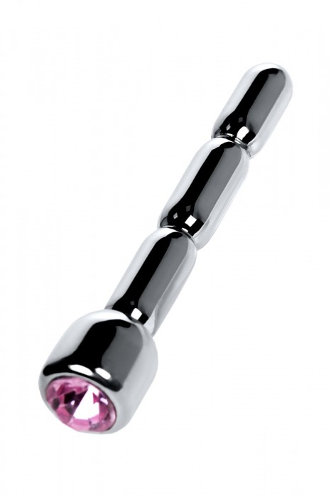 Серебристый уретральный плаг со стразом - 7 см. - ToyFa - купить с доставкой в Копейске
