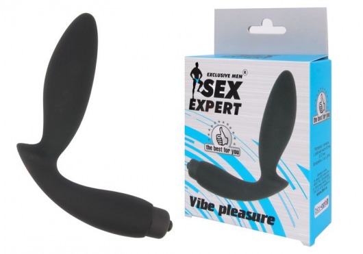 Чёрный вибростимулятор простаты Sex Expert Vibe Pleasure - Sex Expert - в Копейске купить с доставкой