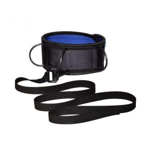 Чёрно-синий неопреновый ошейник с поводком - Sitabella - купить с доставкой в Копейске