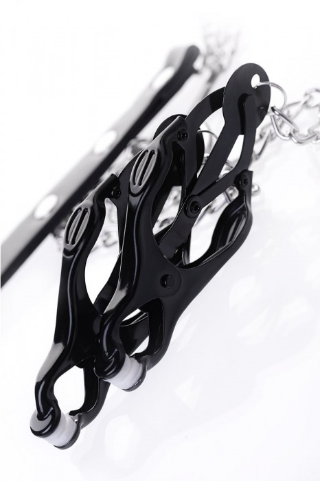 Черно-серебристые зажимы для сосков с кольцом для пениса TOYFA Metal - ToyFa - купить с доставкой в Копейске